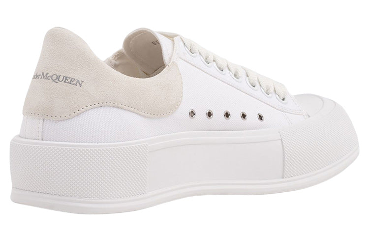 Alexander McQueen Deck Plimsoll Lace-Up Trainers 'White Beige' 707680W4MV79000