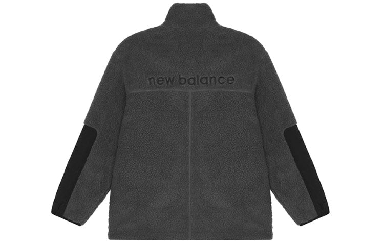 New Balance Men's New Balance Contrasting Colors Pocket Reversible Stand Collar Lamb's Wool Jacket Black AMJ21349-BK