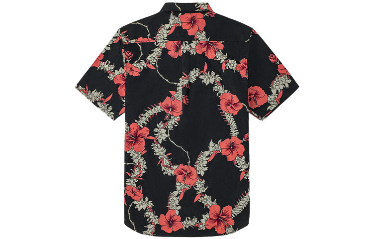 Vans Unisex Flowers Printing Short Sleeve Shirt Black Blue VN0A5E6HZCS