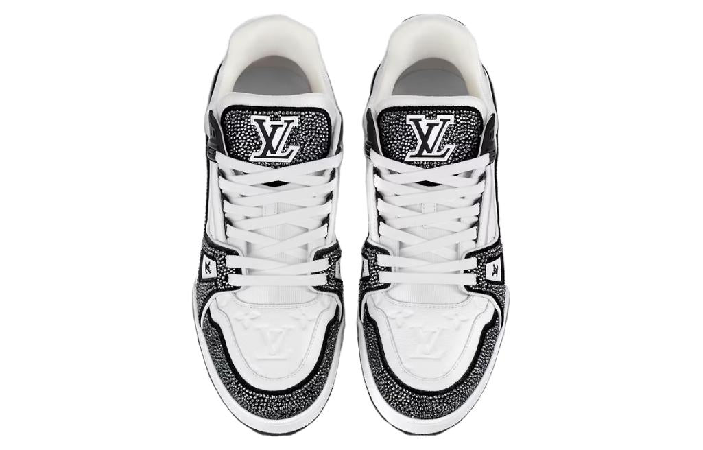 LOUIS VUITTON LV Trainer Sneakers 'Black White Rhinestones' 1ABM04