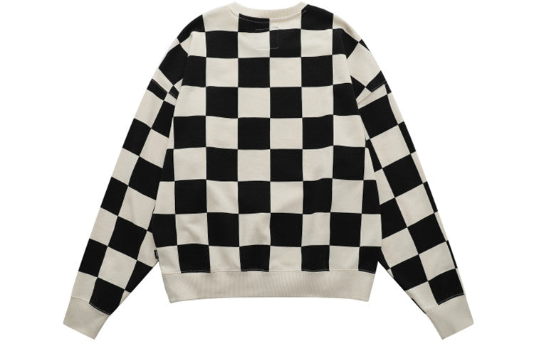 Vans Checkerboard Round Neck Pullover Sweatshirt 'Black White' VN0A5H98J0Z