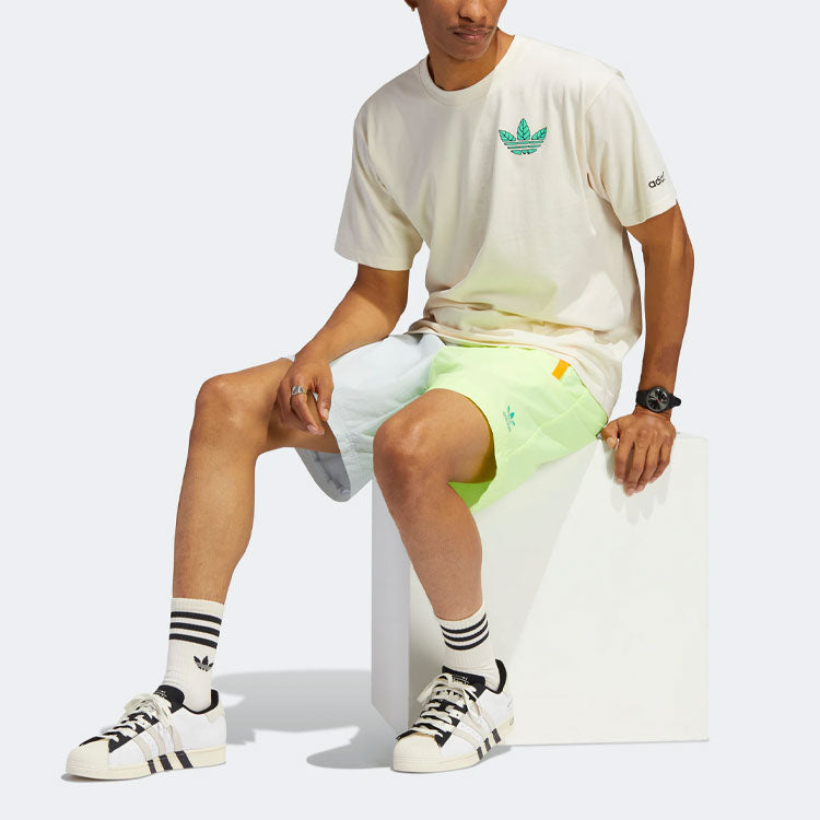 adidas originals Trefoil Leaves Back Large Logo Alphabet Printing Athleisure Casual Sports Short Sleeve Beige T-Shirt HC2140