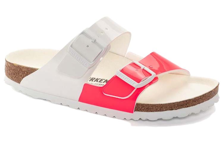 Birkenstock Arizona Split Birko-Flor Narrow Fit Sandals 'Patent Neon Pink White' 1024214