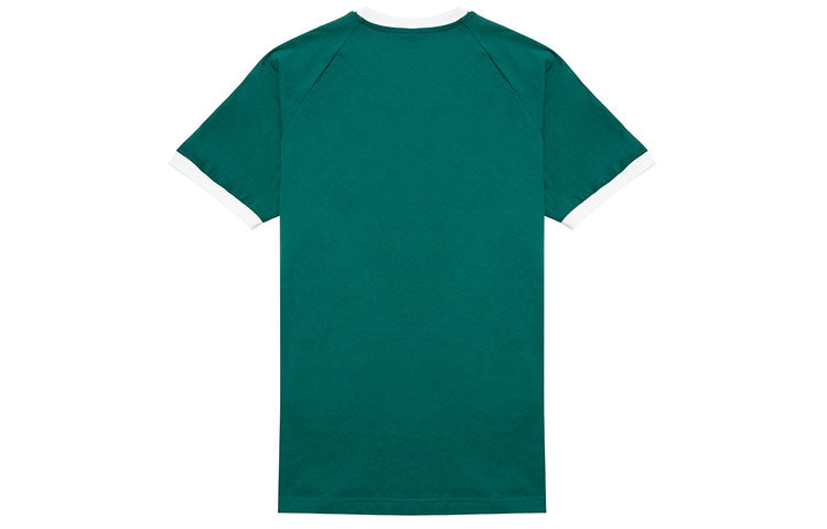 Men's adidas originals 3-Stripes Tee Casual Round Neck Loose Logo Stripe Short Sleeve Green HE9546