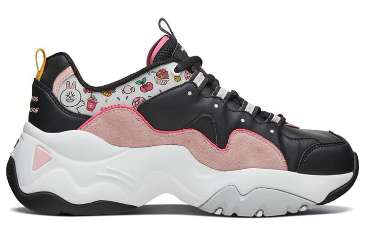 (WMNS) Skechers x Line Friends D'Lites 3.0 Low-top Clunky Shoes Black/Pink 66666255-BKPK
