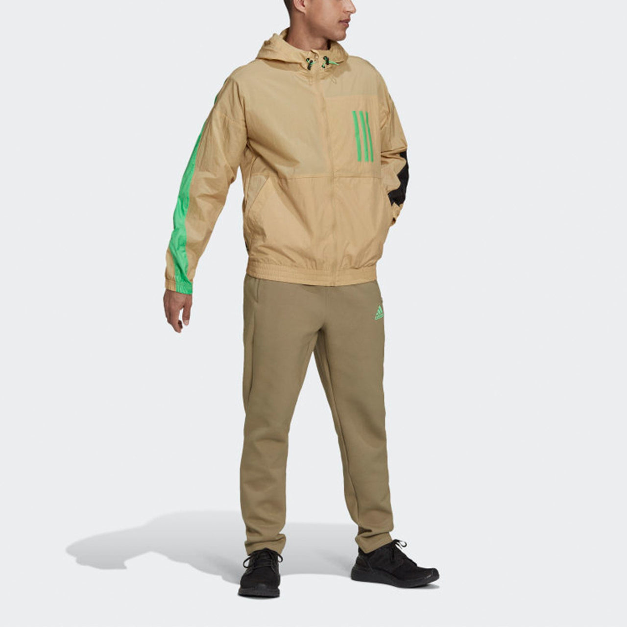 adidas M Wnd Mother Sports Stylish Hooded Jacket Khaki H39835