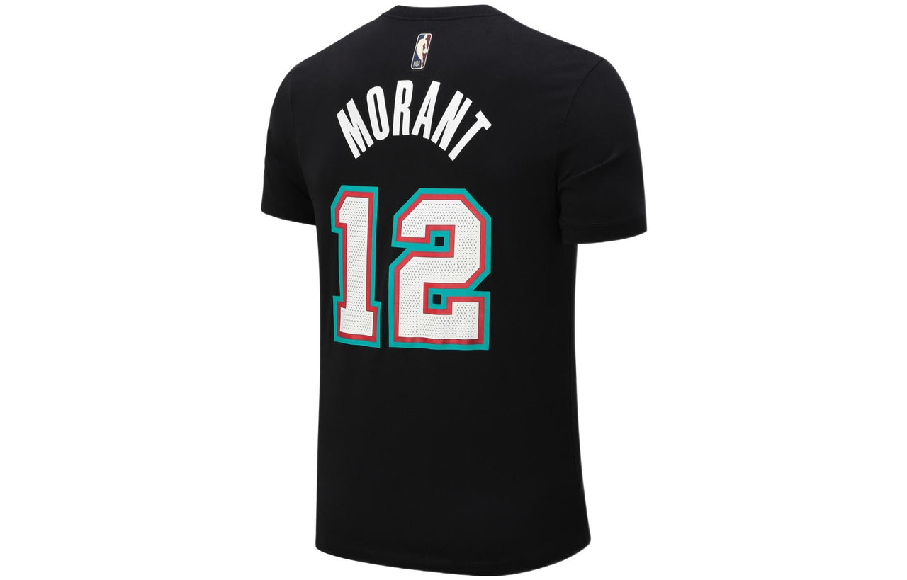Nike NBA Memphis Gray Memphis Grizzlies Morant No. 12 Casual Breathable Sports Short Sleeve Black CT9917-013