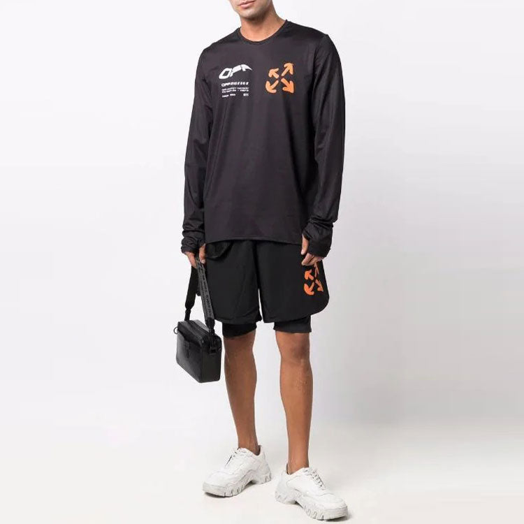 Off-White FW21 Active Logo Printing Long Sleeves Loose Fit Black OMVB018I21FAB0011020