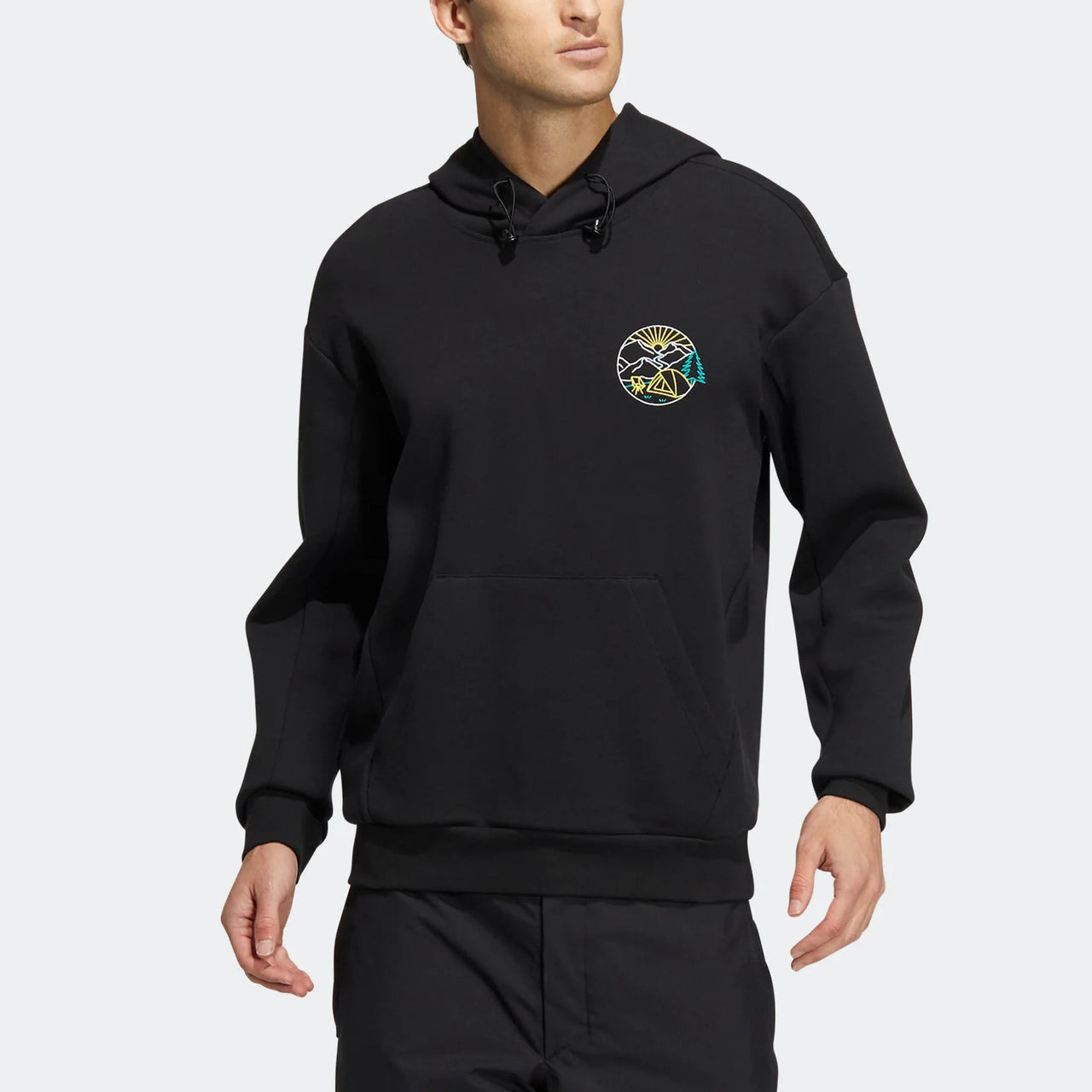 adidas Gfx Hood Swt Back Abstract Pattern Printing Kangaroo Pocket Sports Hooded Long Sleeves Black HN2018