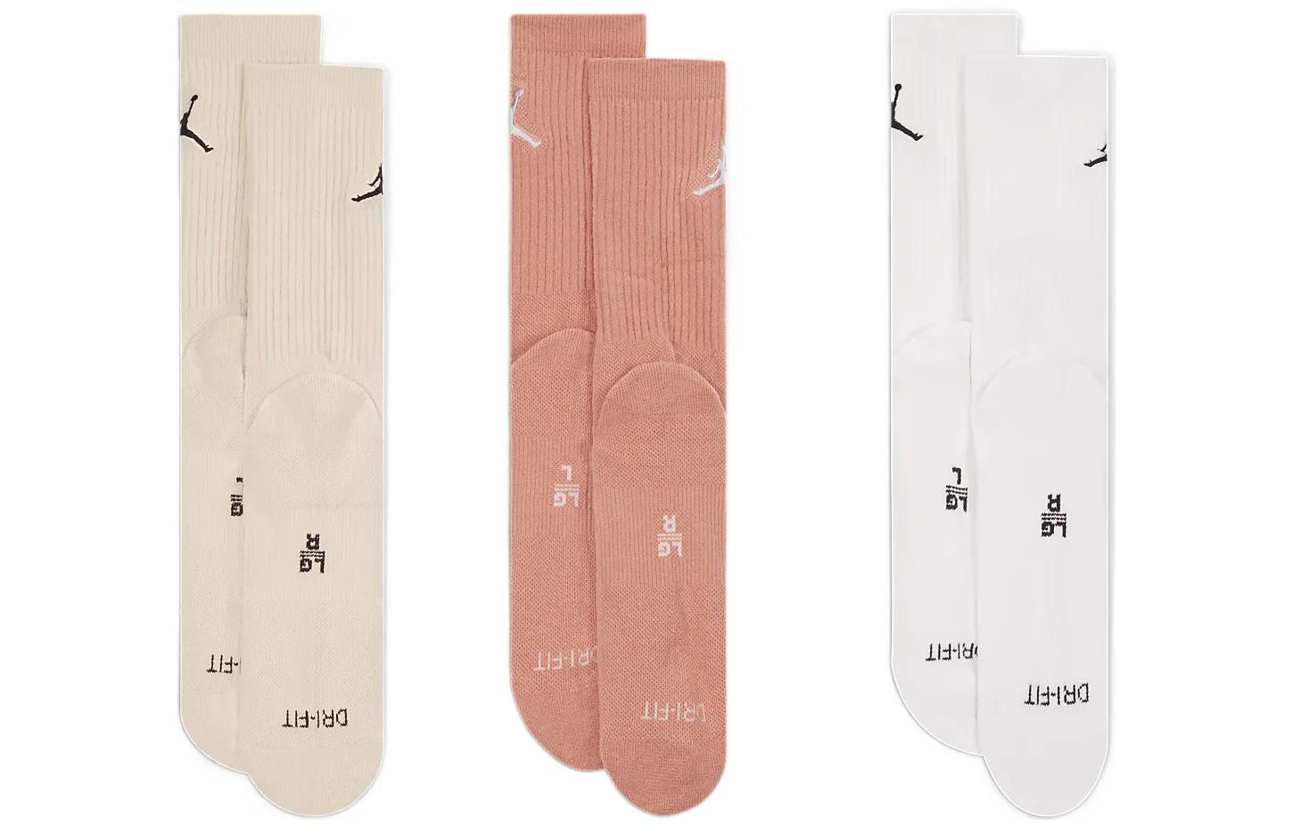 Air Jordan Everyday Max Crew Basketball Socks 'Pink White Beige' SX5545-918