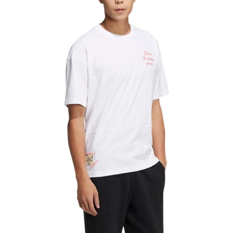 Men's adidas neo Solid Color Alphabet Printing Athleisure Casual Sports Short Sleeve White T-Shirt HC9701