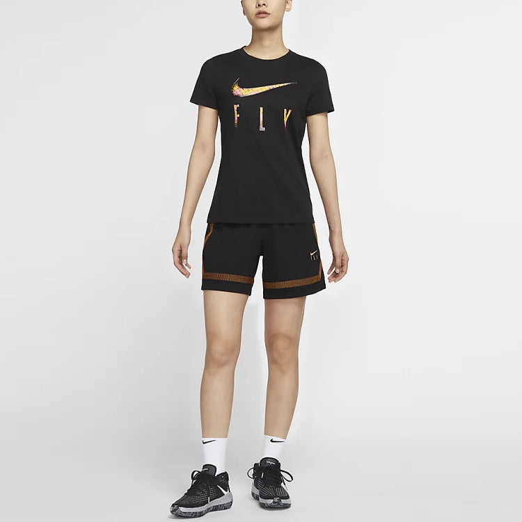 (WMNS) Nike Chest Logo Round Neck Short Sleeve Black T-Shirt DN3049-010