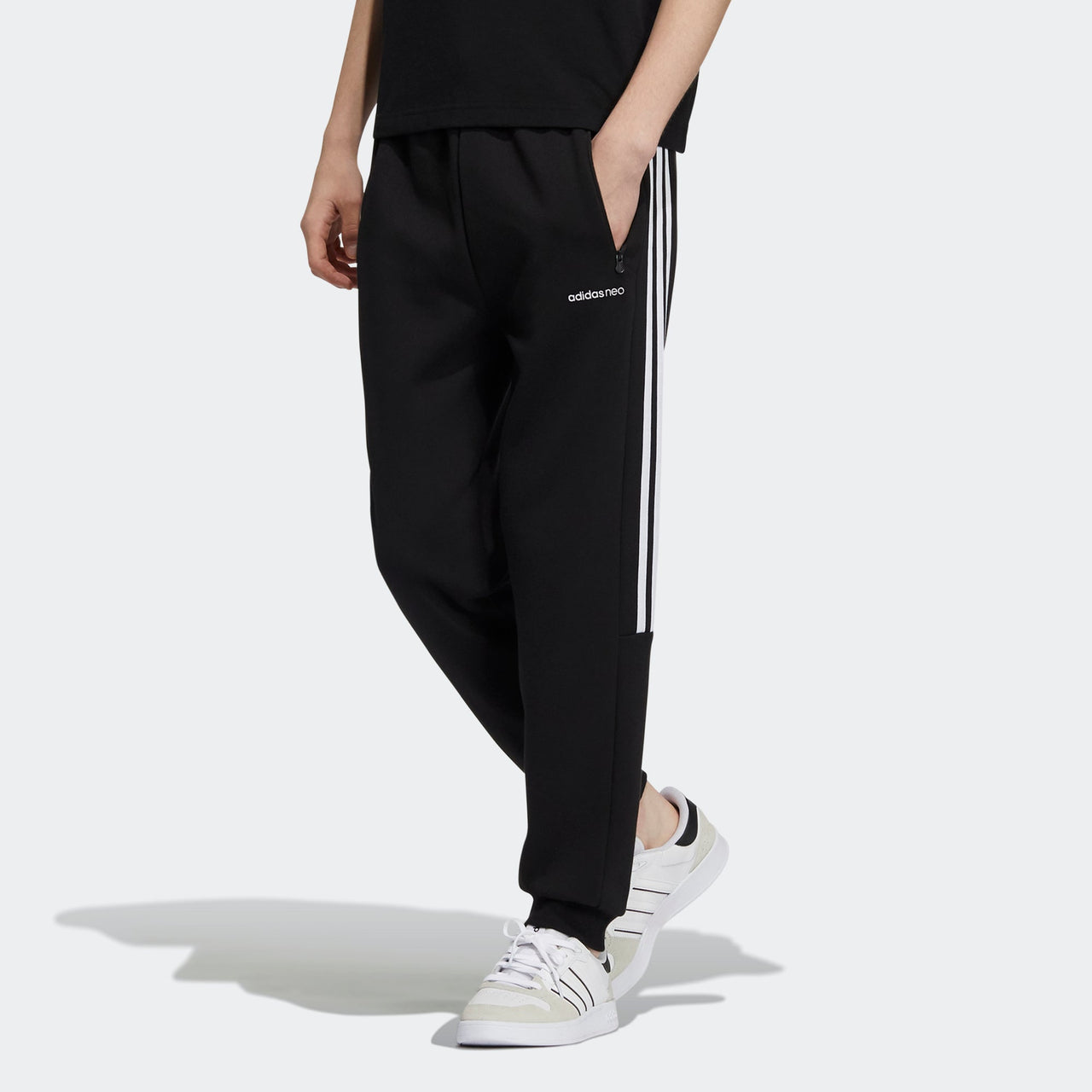 Men's adidas neo Icons 3s Tp Stripe Logo Sports Pants/Trousers/Joggers Black H14232