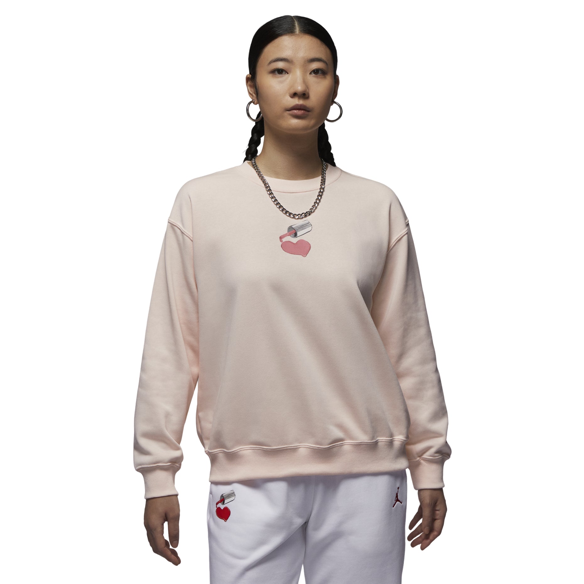 (WMNS) Air Jordan Brooklyn Fleece Crew Neck Sweatshirt Asia Sizing 'Guava Ice' HV9371-838