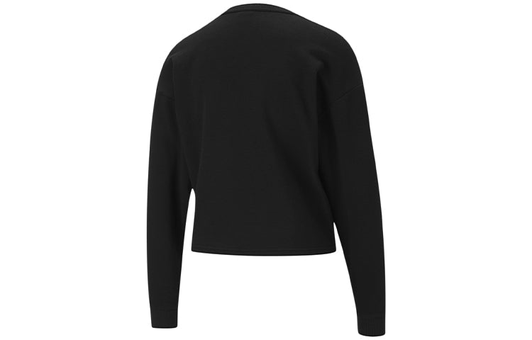 (WMNS) PUMA Style Logo Round-neck Swea Black 587163-01