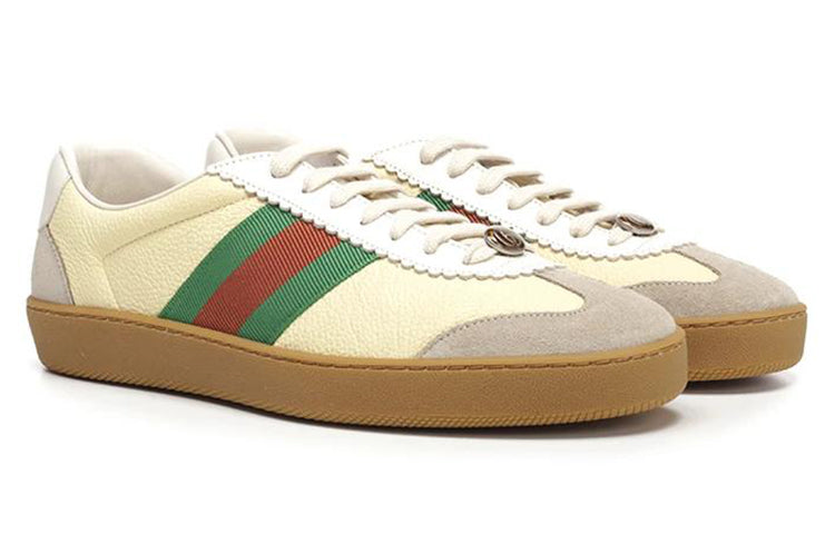 GUCCI G74 Web Small Bee Casual Shoes/Sneakers Yellow Green Red 624484-0PV20-9560