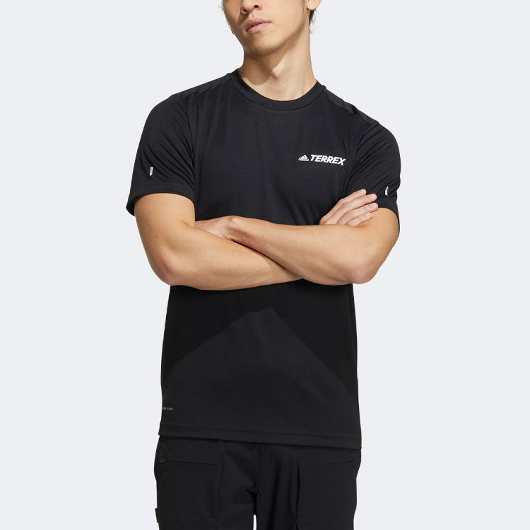 adidas Terrex Tx Logo Ss T Outdoor Sports Short Sleeve Black HM3813