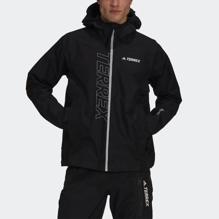 adidas Alphabet Printing Reflective Sports Hooded Jacket Black GM4828