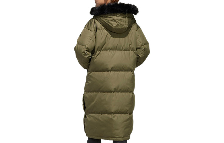 (WMNS) adidas FUR Long Down Jackets 'Green' EH3981