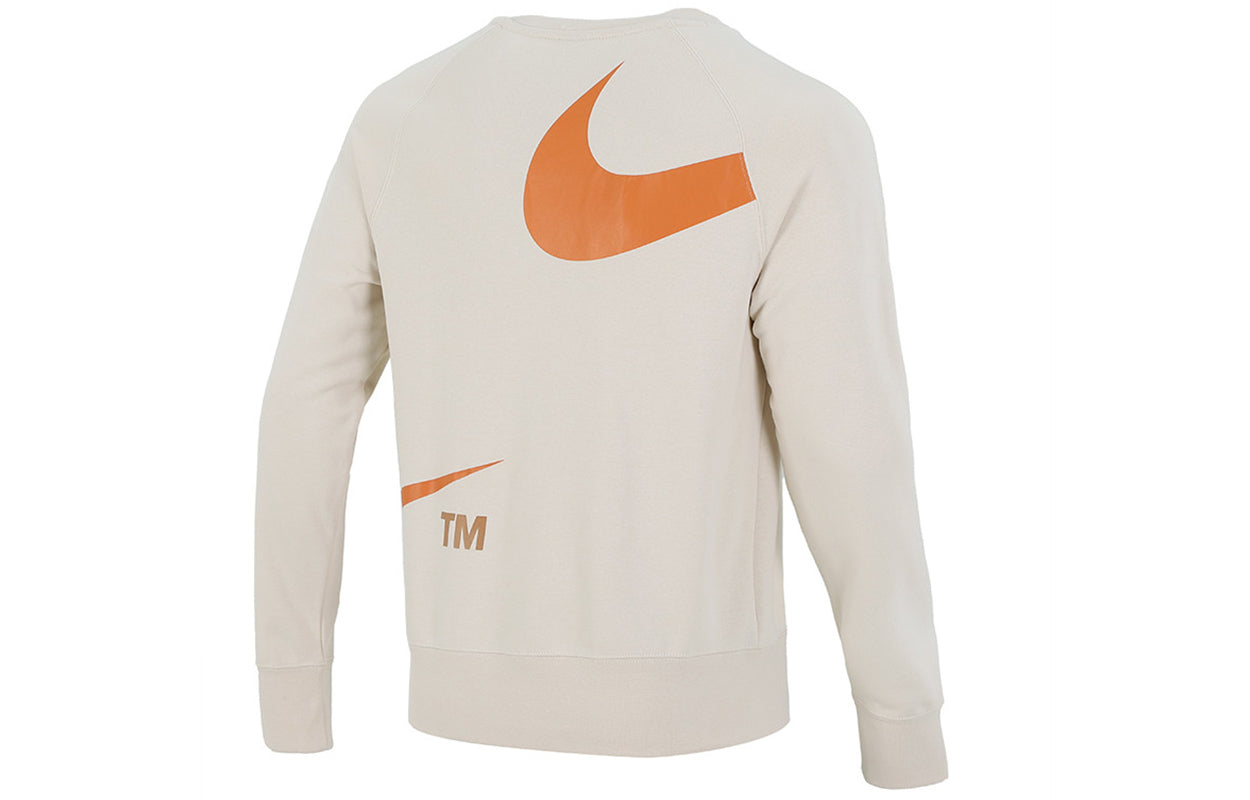 Men's Nike Swoosh Ft Crew Large Logo Printing Knit Round Neck Pullover Khaki DD6097-219