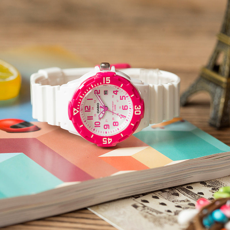 CASIO Waterproof Pink/White Analog LRW-200H-4B