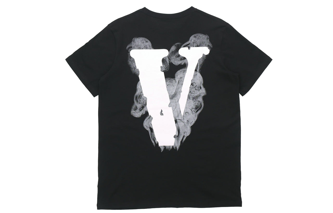 VLONE Smoke Demon Angel Pattern Alphabet Logo Short Sleeve Couple Style Black VLTE2001BK