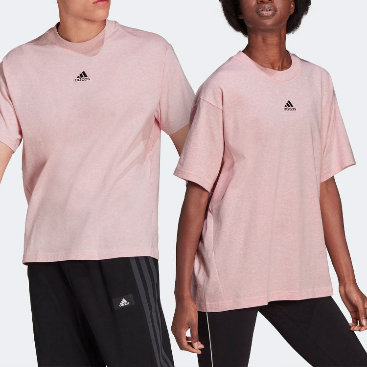 adidas Solid Color Logo Micro Mark Casual Short Sleeve Couple Style Pink H65778
