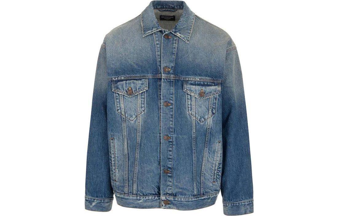 Balenciaga Back Emblem Patch Denim Jacket 'Blue' 697781TBP484455