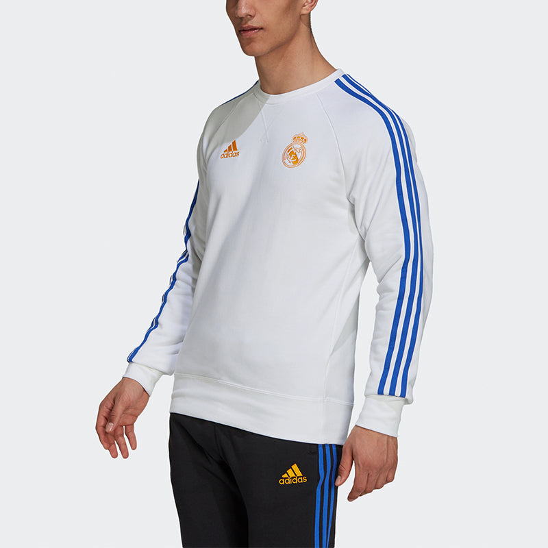 Men's adidas Real Real Madrid Soccer/Football Training Sports Round Neck Pullover White GR4341