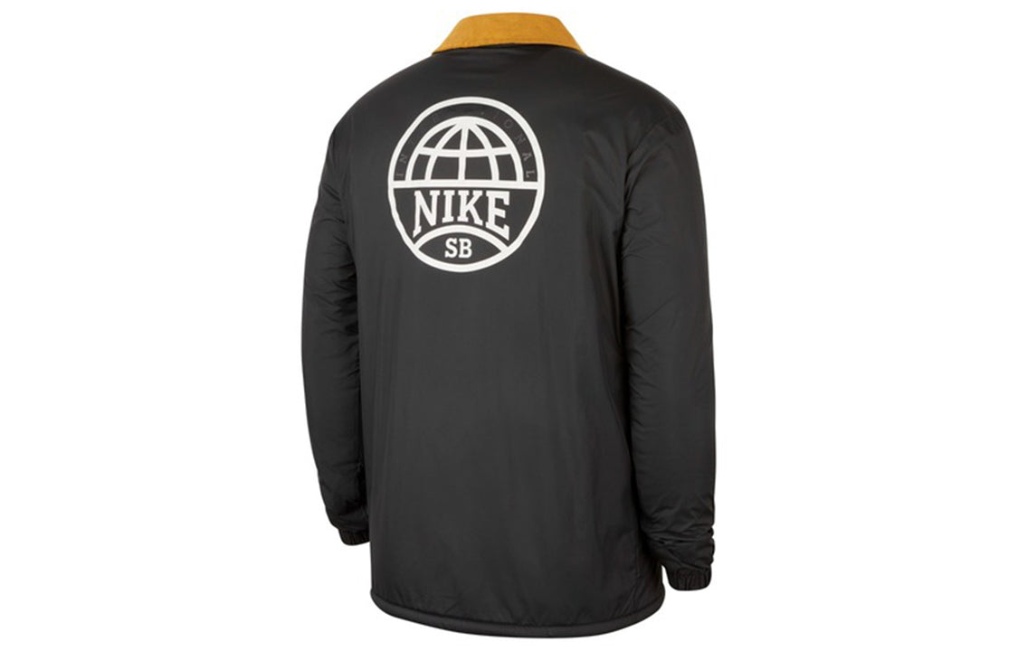 Nike SB logo Printing Fleece Lined Stay Warm corduroy Colorblock Skateboard Jacket Black CK5447-010