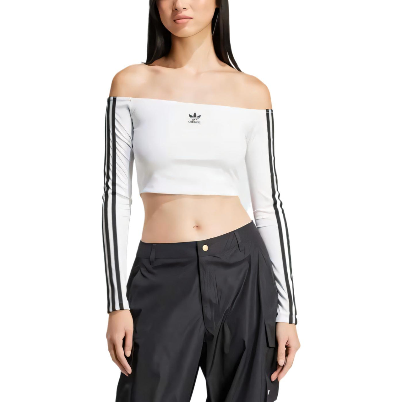 (WMNS) adidas Adicolor Off Shoulder Long Sleeve Long-Sleeve Top 'White' JD0275