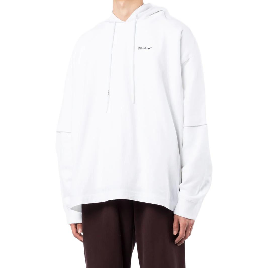 Men's Off-White SS22 Logo Printing Arrow Pattern Hooded Long Sleeves Version White OMBB097C99FLE0020110