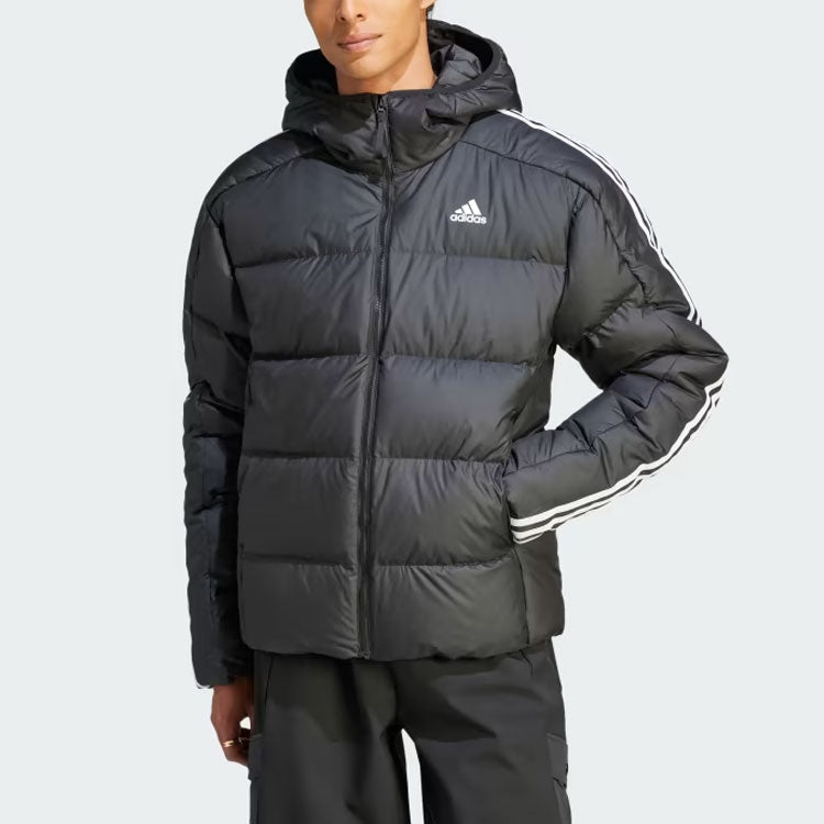 adidas Midweight Down Hooded Jacket 'Black' HZ4429