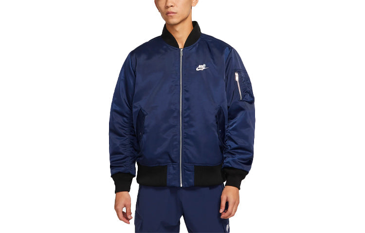 Men's Nike Sportswear Therma-FIT Printing Zipper Jacket Deep Navy Blue DD6506-410