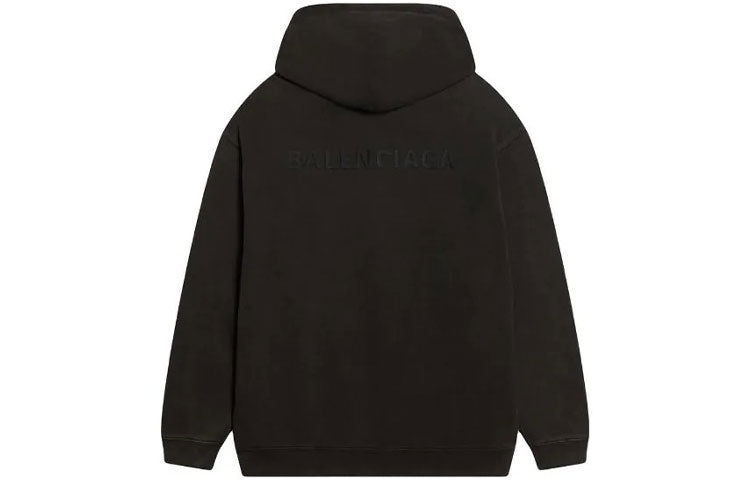 Balenciaga Logo Hoodie Medium Fit 'Washed Black' 600583TLVB81146