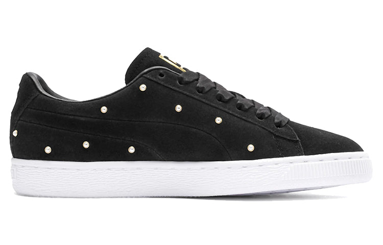 (WMNS) PUMA Pearl Studs Suede 'White Black Gold' 369934-01