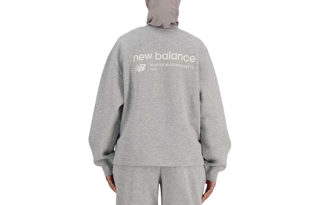(WMNS) New Balance Linear Heritage Brushed Back Fleece Crewneck Sweatshirt 'Grey' WT33532-AG
