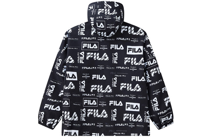 FILA Logo Full Print hooded Loose Jacket Black F11M934708F-PT