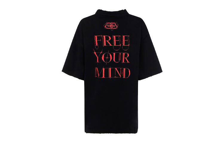 Balenciaga Slogan Printing Short Sleeve Black 641532TJV781000