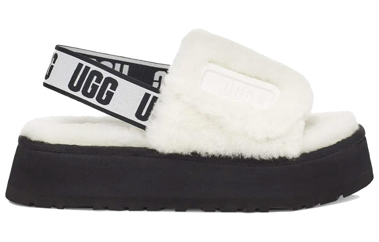 (WMNS) UGG Disco Slide Thick Sole White Slippers 1112258-WHT
