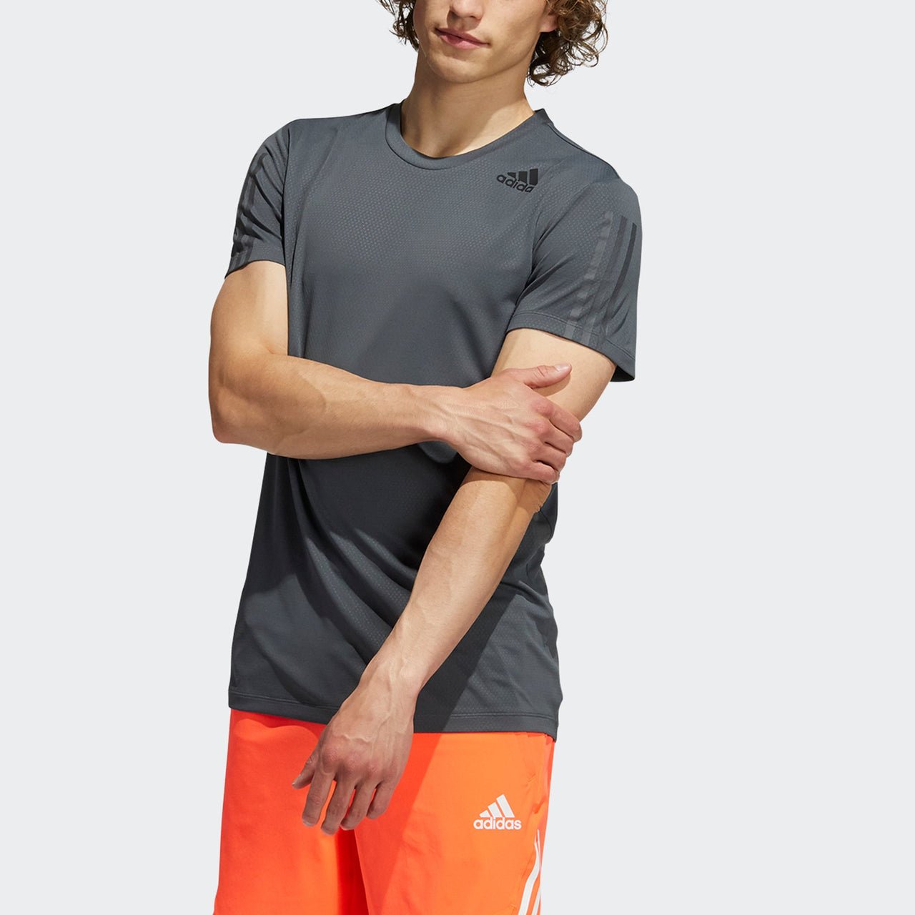 adidas H.RDY 3S Tee Round Neck Logo Sports Short Sleeve Gray HF4216