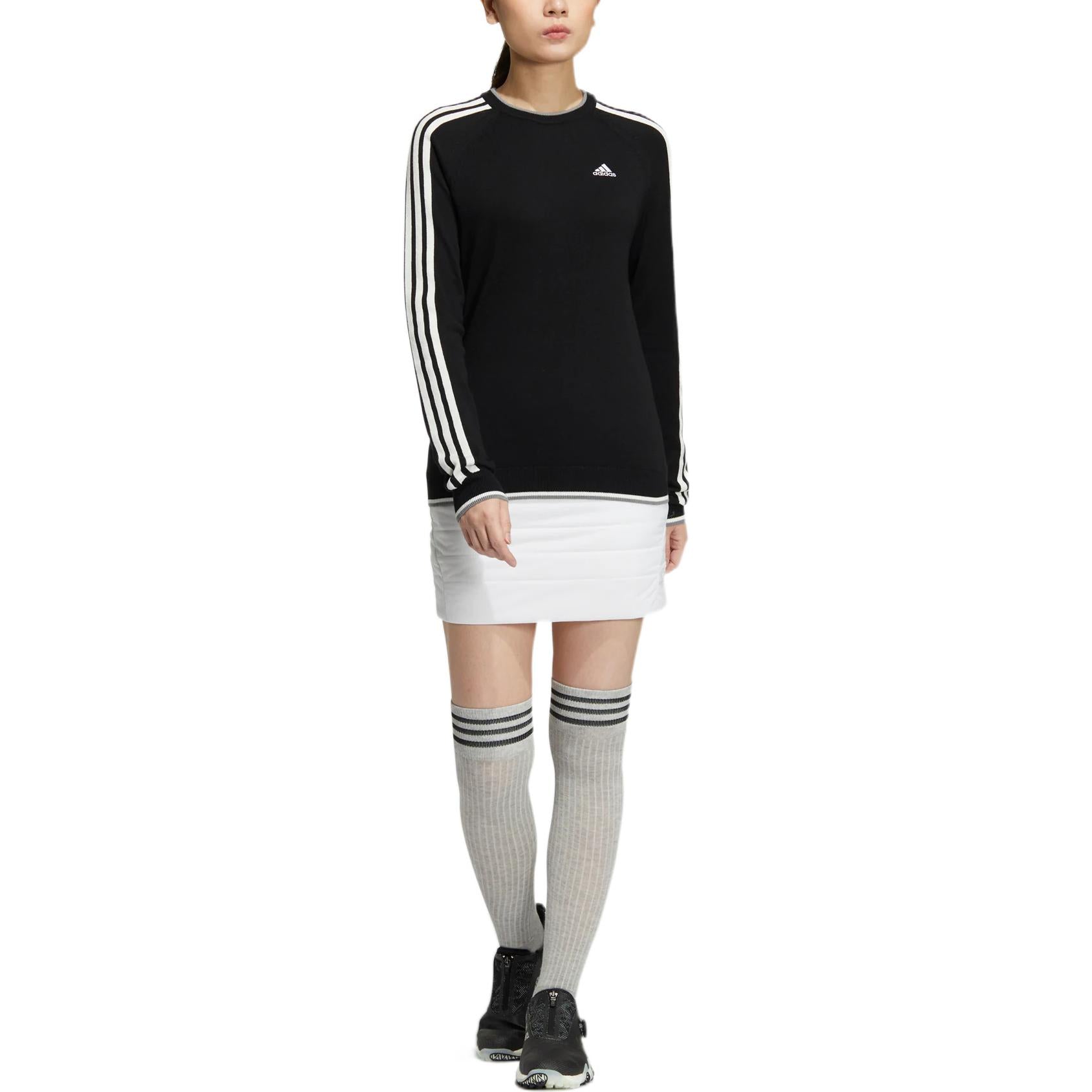 (WMNS) adidas 3-Stripes Long Sleeve Crewneck Sweater 'Black' HG8281