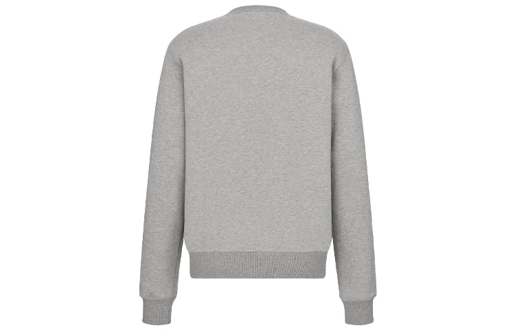 Men's DIOR SS21 Logo Pattern Embroidered Round Neck Long Sleeves Gray 113J699A0531-C888