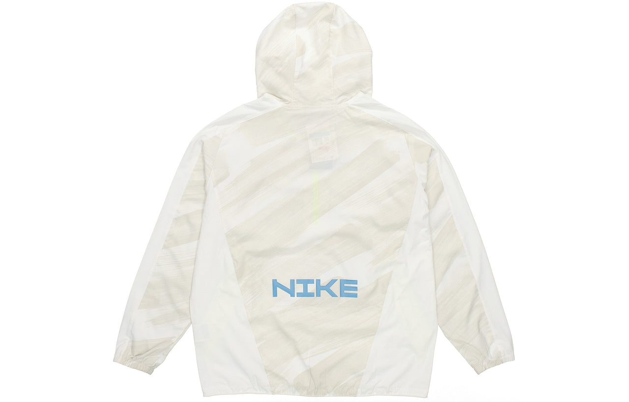 Men's Nike Dri-fit Sport Clash Hooded Half Zipper Athleisure Casual Sports Pullover Jacket Autumn Creamy White DD1724-100