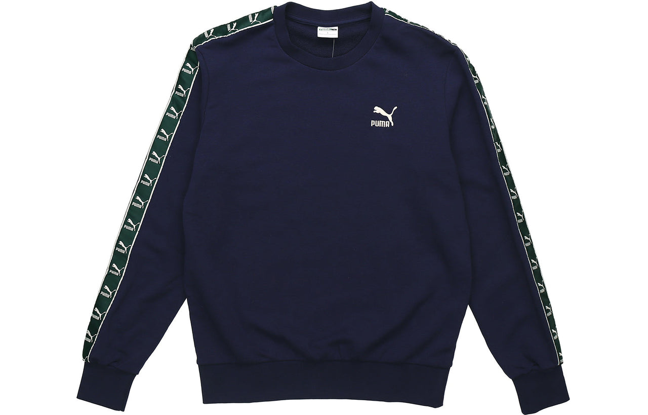 PUMA EComm Tape Crew Sweat Round Neck Pullover Couple Style Blue 579713-02