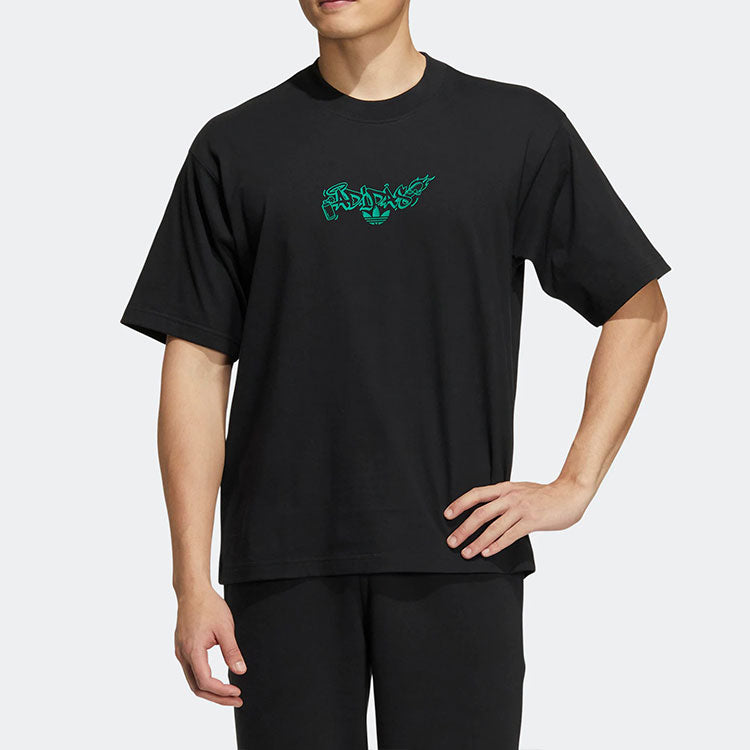 adidas originals Alphabet Printing Sports Short Sleeve Unisex Black H49557