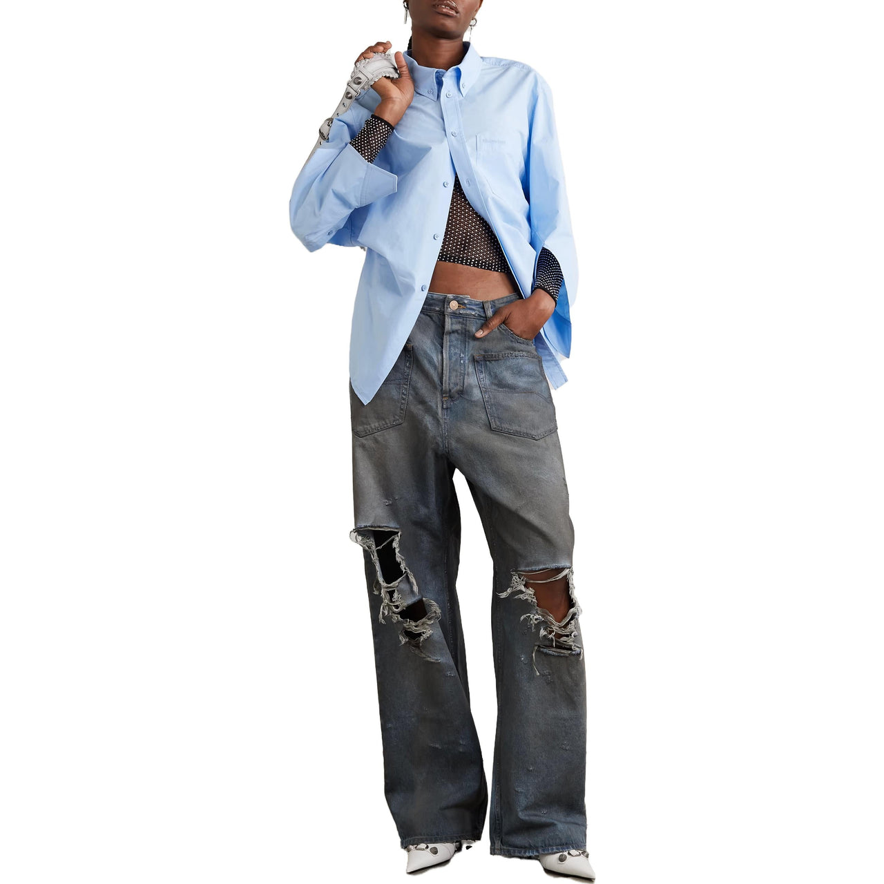 (WMNS) Balenciaga Patched Pockets Baggy Jeans 'Blue' 751111TDW143359