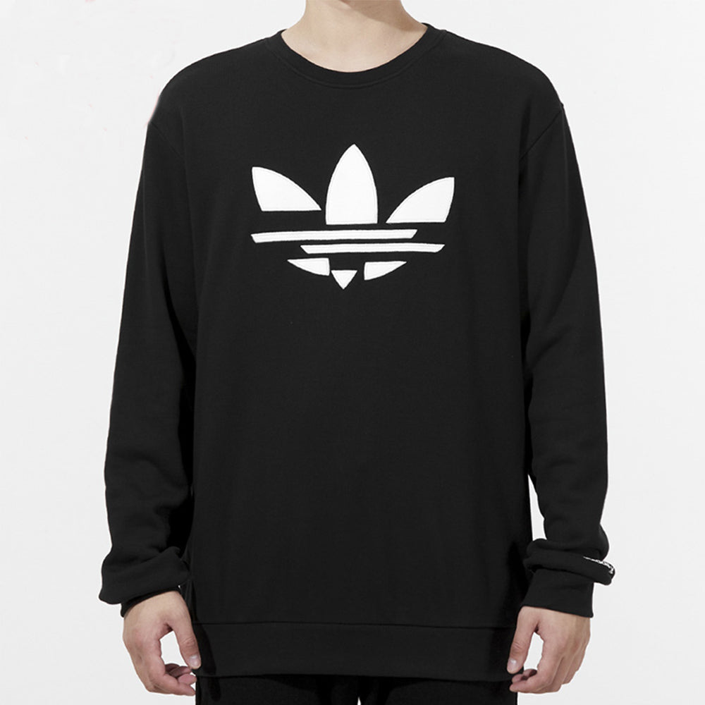 Men's adidas originals Logo Printing Sports Round Neck Pullover Black H37731
