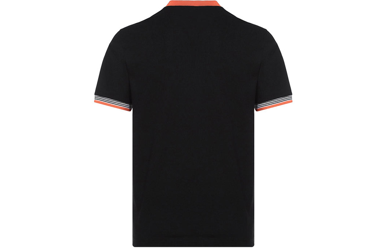 Men's PRADA Contrasting Colors Cotton Round Neck Short Sleeve Black UJN452-1TDW-F0AH9-S-181