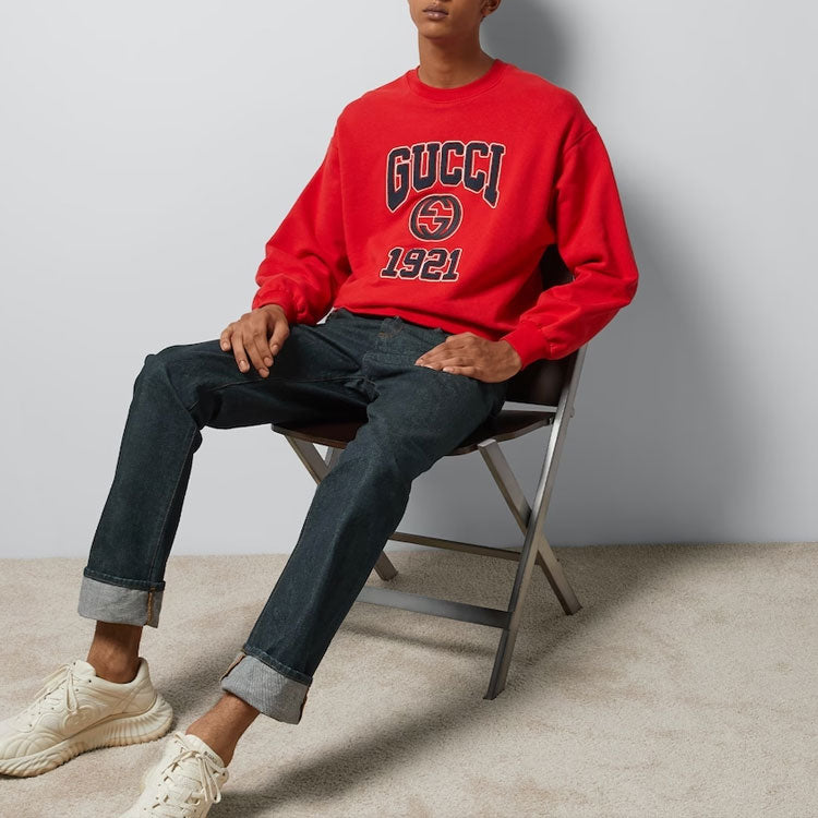 Gucci Cotton Jersey Sweatshirt With Embroidery 'Red' 768530-XJF3O-6429